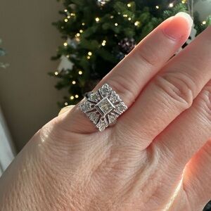 Vintage Silver Geometric Cluster Ring